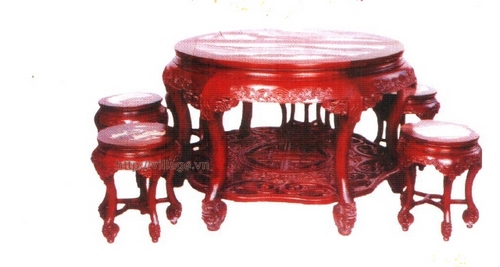 Đồ gỗ đồng kỵ: bộ bàn ăn tròn gỗ Gụ